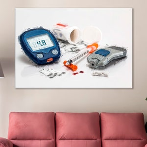 Diabetes Canvas, Endocrinologist&#39;s Office Wall Art, Blood Test Artwork, Endocrinologist Unique Gift, Clinic Wall Decor, Insulin Artwork
