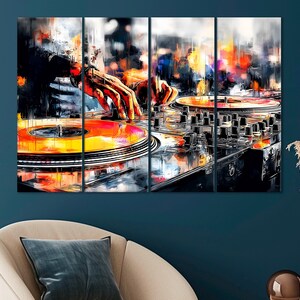 Abstract CDJ Decks Music Bar DJ Club SINGLE Canvas Art Print Box