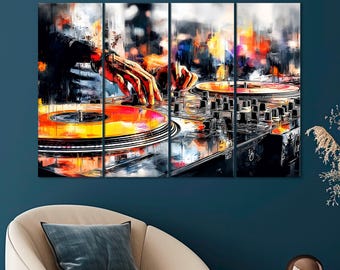 DJ Wall Art – Modern Music Mixer Illustration, Minimal Electronic