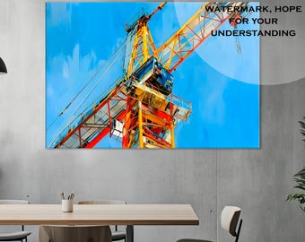 Tower Crane Canvas Print: Construction Wall Art Decor