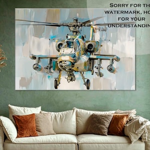 AH-64 Apache Canvas Print, Aviation Wall Art & Helicopter Décor for Pilot Gift, AH-64 Apache Room Décor, Unique Aviation Print