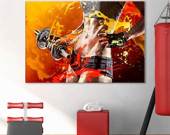 Fitness Girl Canvas Print: Gym Wall Art, Dumbbell Poster
