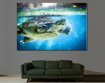 Sea Turtle Canvas Print: Ocean Life Wall Decor