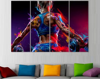 Fitness Girl Canvas Art: Motivational Gym Wall Decor