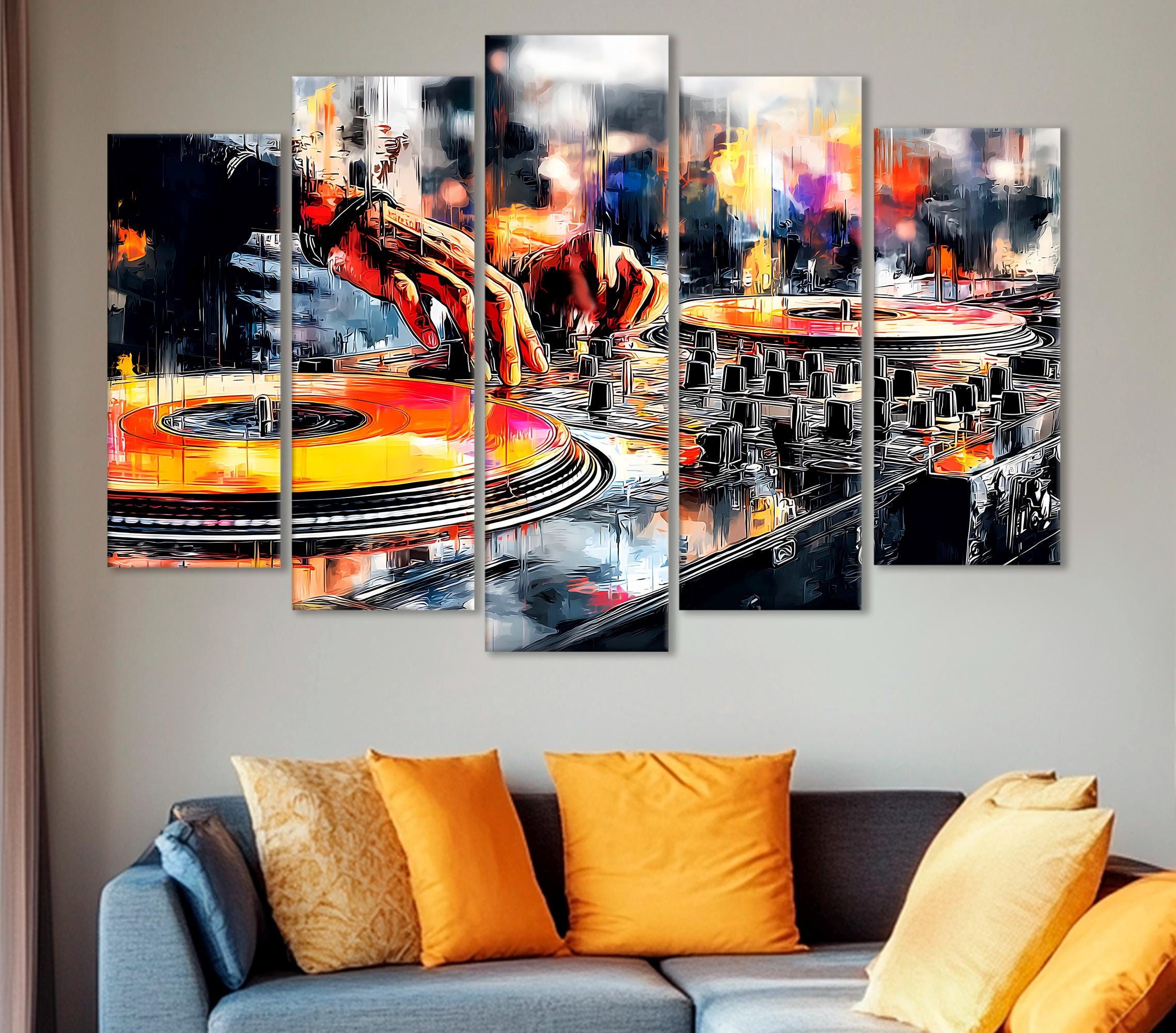 DJ Wall Art – Modern Music Mixer Illustration, Minimal Electronic