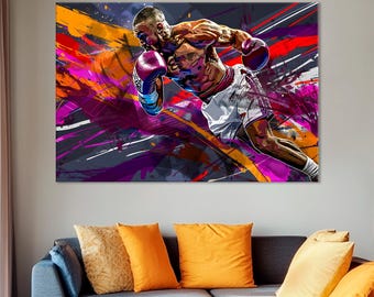 Boxing Canvas Print: Modern Sparring Art, Ring Room Decor
