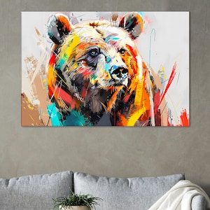 Bear Canvas Wall Art, Wildlife Decor, Nature Print, Unique Home Decor, Animal Lovers Gift, Wild Animal Poster