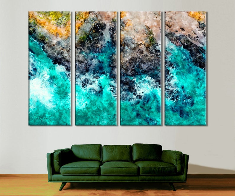 Ocean Wall Decor Aerial Beach Canvas Beach Print Ocean Etsy