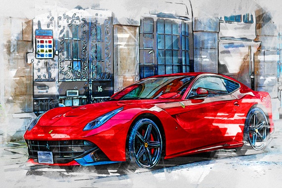 Stampa tela Ferrari, Super Car Wall Art, Poster Ferrari, Tela auto