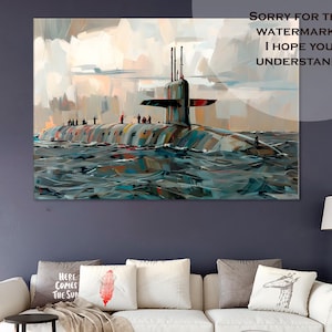 USS Rhode Island Canvas,Ohio-Class Submarine Canvas, Ohio Class ballistic-missile submarine Print, Submarine Wall Decor, US Navy Wall Art