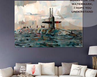 USS Rhode Island Canvas Print: Ohio-Class Submarine, US Navy Wall Art