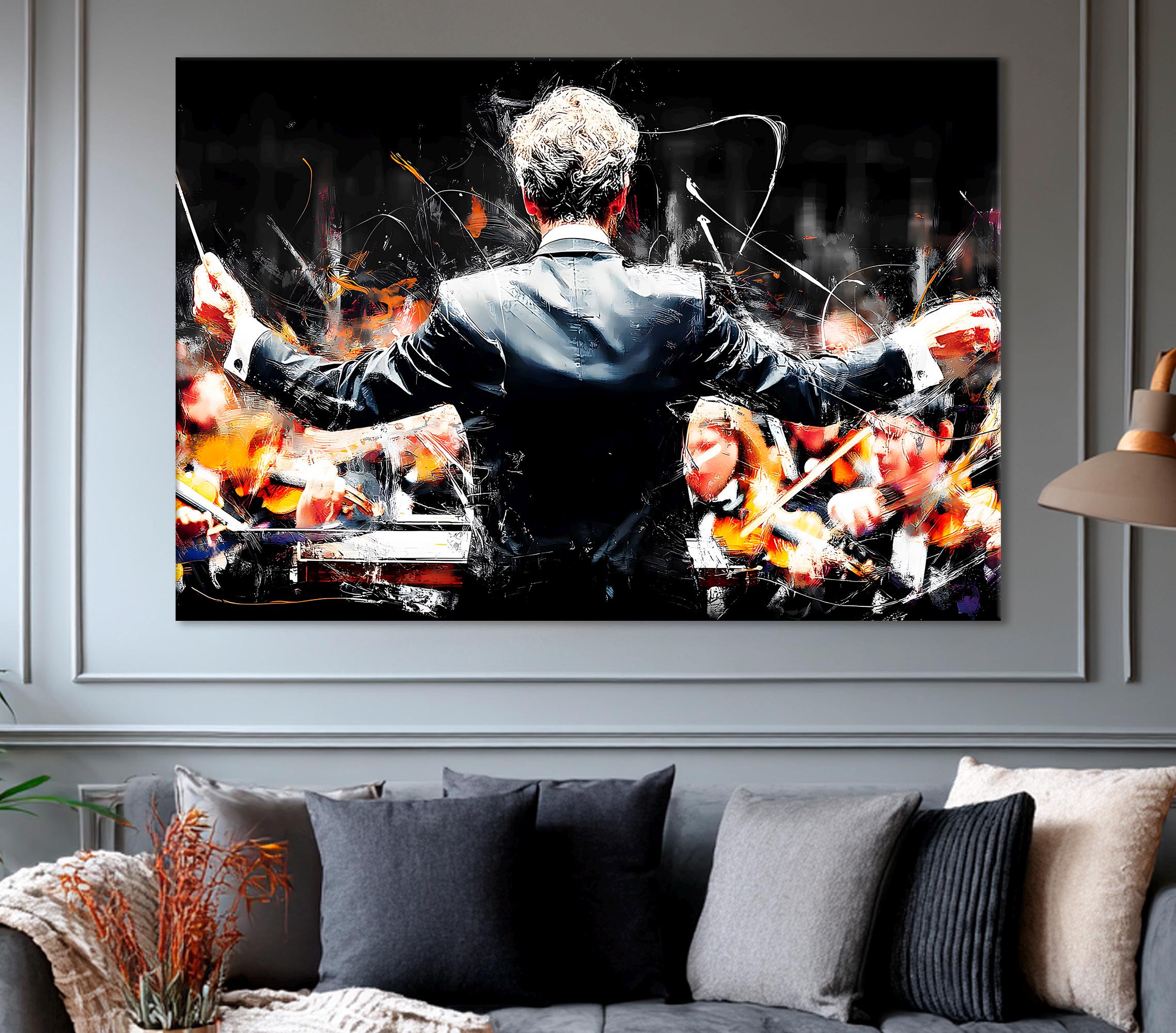 Conductor Wall Art – Orchestra Illustration, Classical Music
