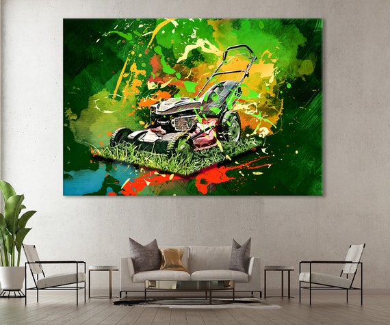 Lawn Mower Canvas Mower Wall Decor Grass Cutter Print Lawnmower Man Unique Gift Lawn Mower Service Decor Lawn Mower Repair Shop Decor Etsy Canada