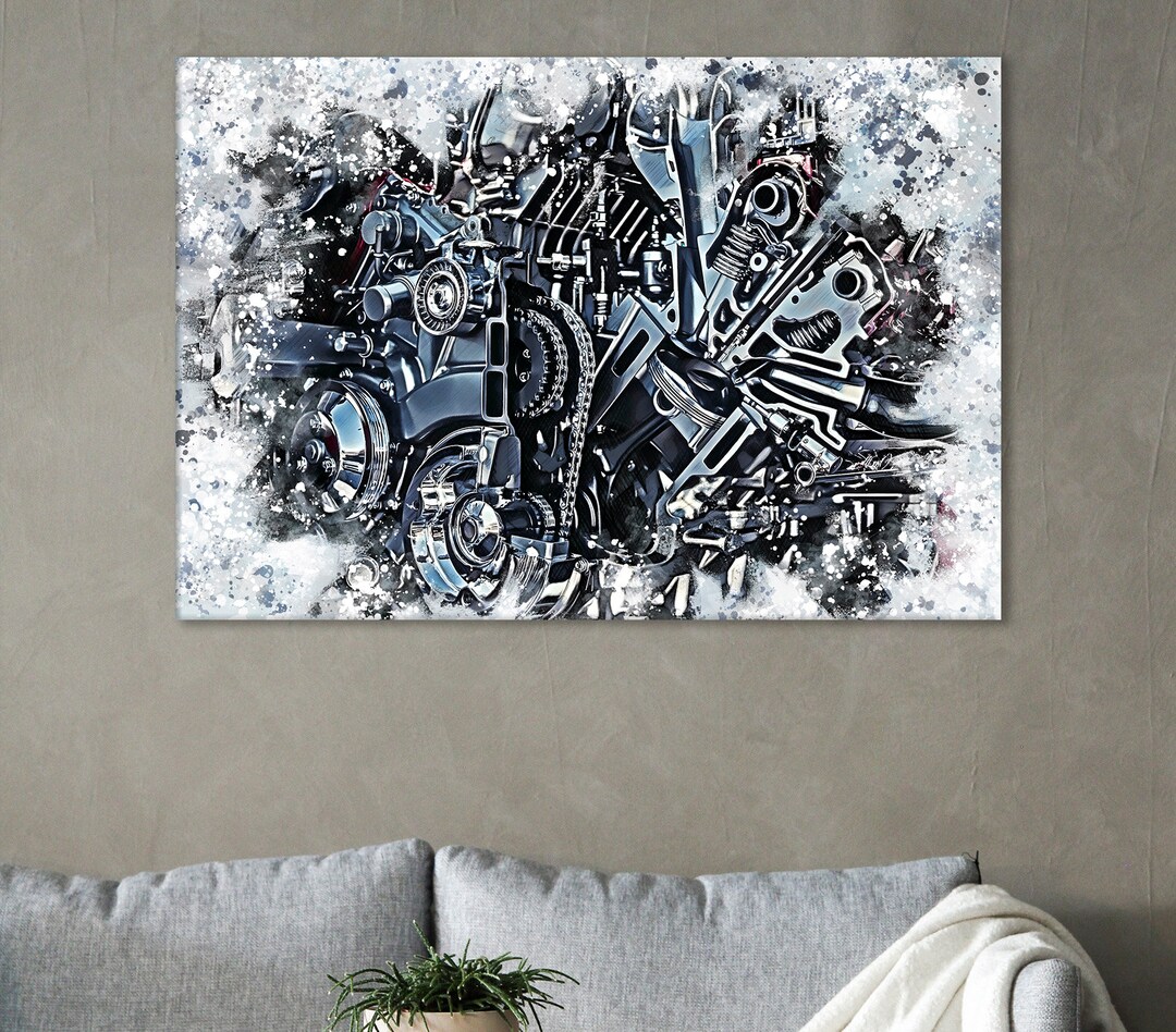 Engine Canvas, Motor Wall Art, Auto Mechanic Gift, Auto Repair Shop