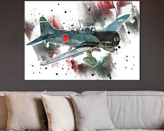Aichi D3A Canvas Print: Vintage Airplane Wall Decor