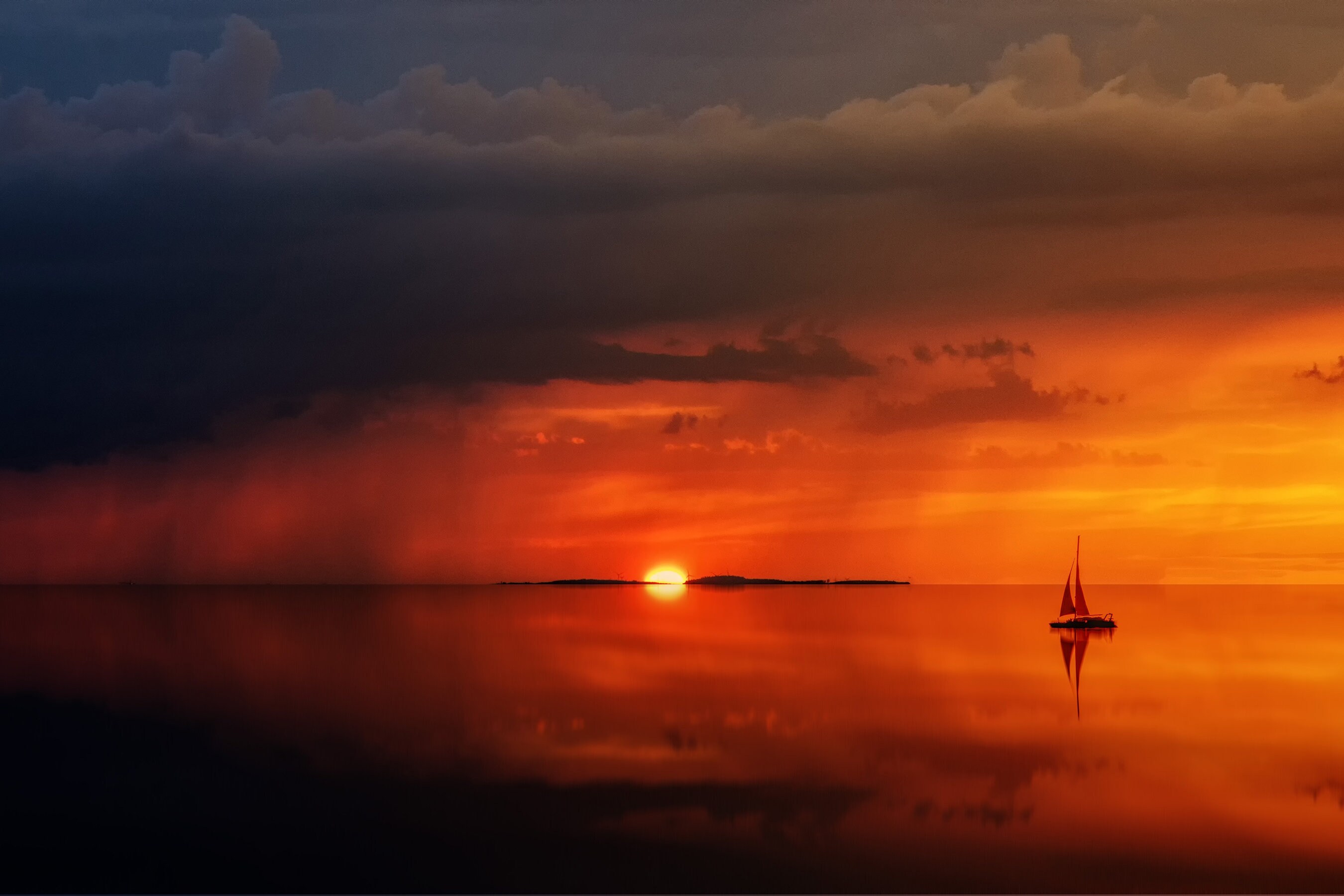 Sunset Ocean Wall Decor Skyline Canvas Print Sea Poster Etsy