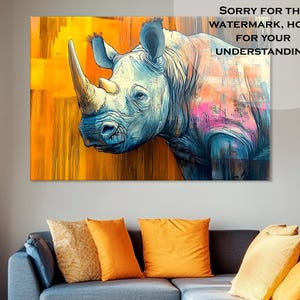 Nashorn Wandkunst – Safari Tier Gemälde, Natur inspiriertes Wohndekor, moderne Nashorn Drucke & Kunstwerk für Zuhause und das Büro