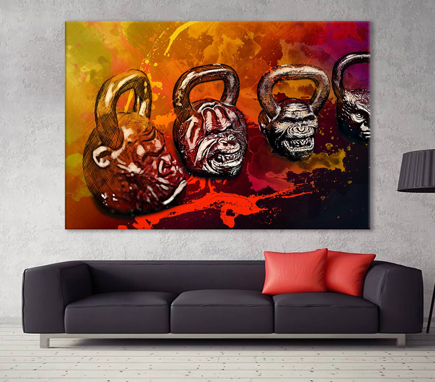 Kettlebells Canvas Kettlebell Wall Decor Sport Equipment Etsy