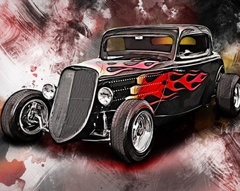 Vintage Hot Rod Canvas Print: Classic Car Wall Art - Etsy