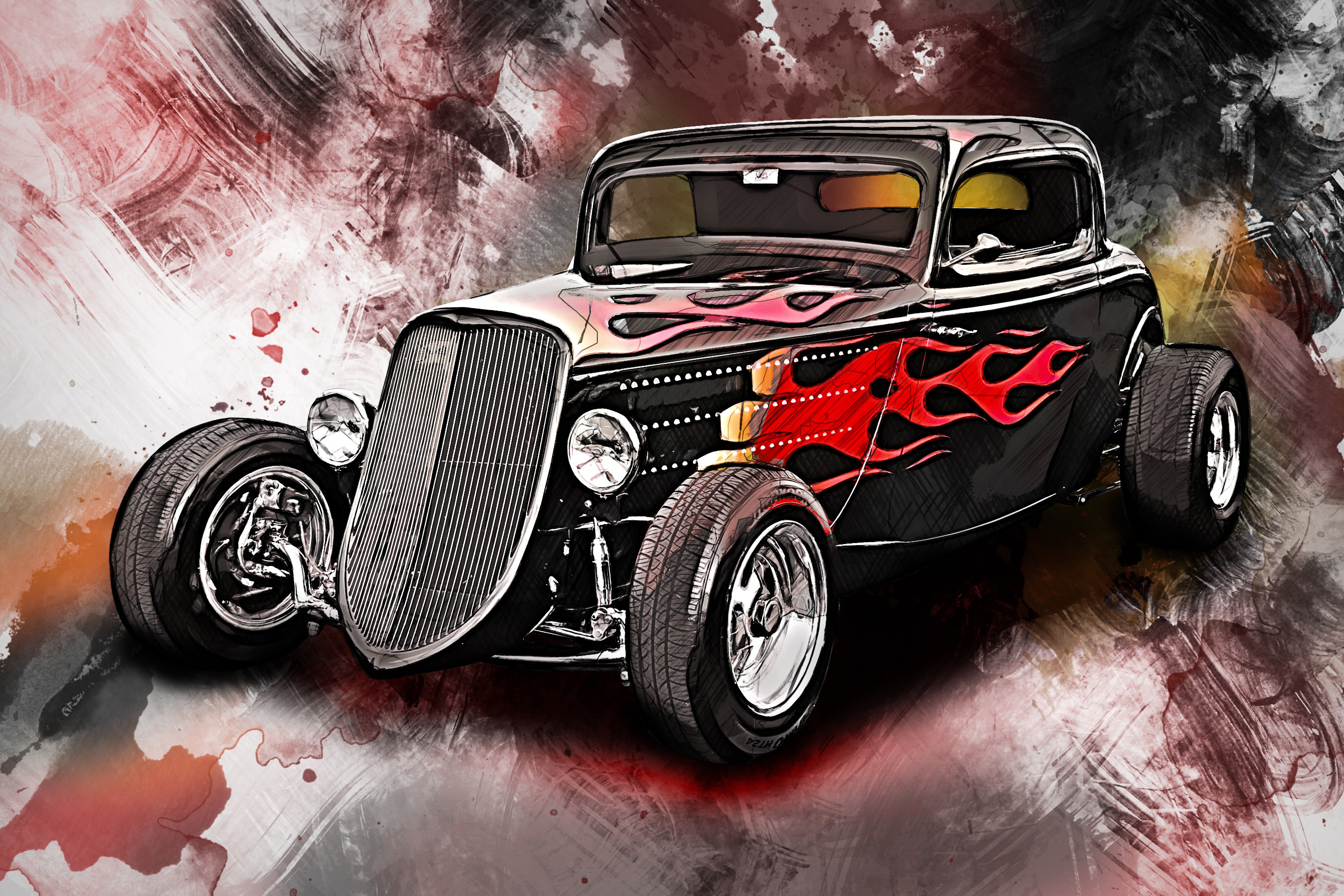 Vintage Hot Rod Canvas Print: Classic Car Wall Art - Etsy Hong Kong