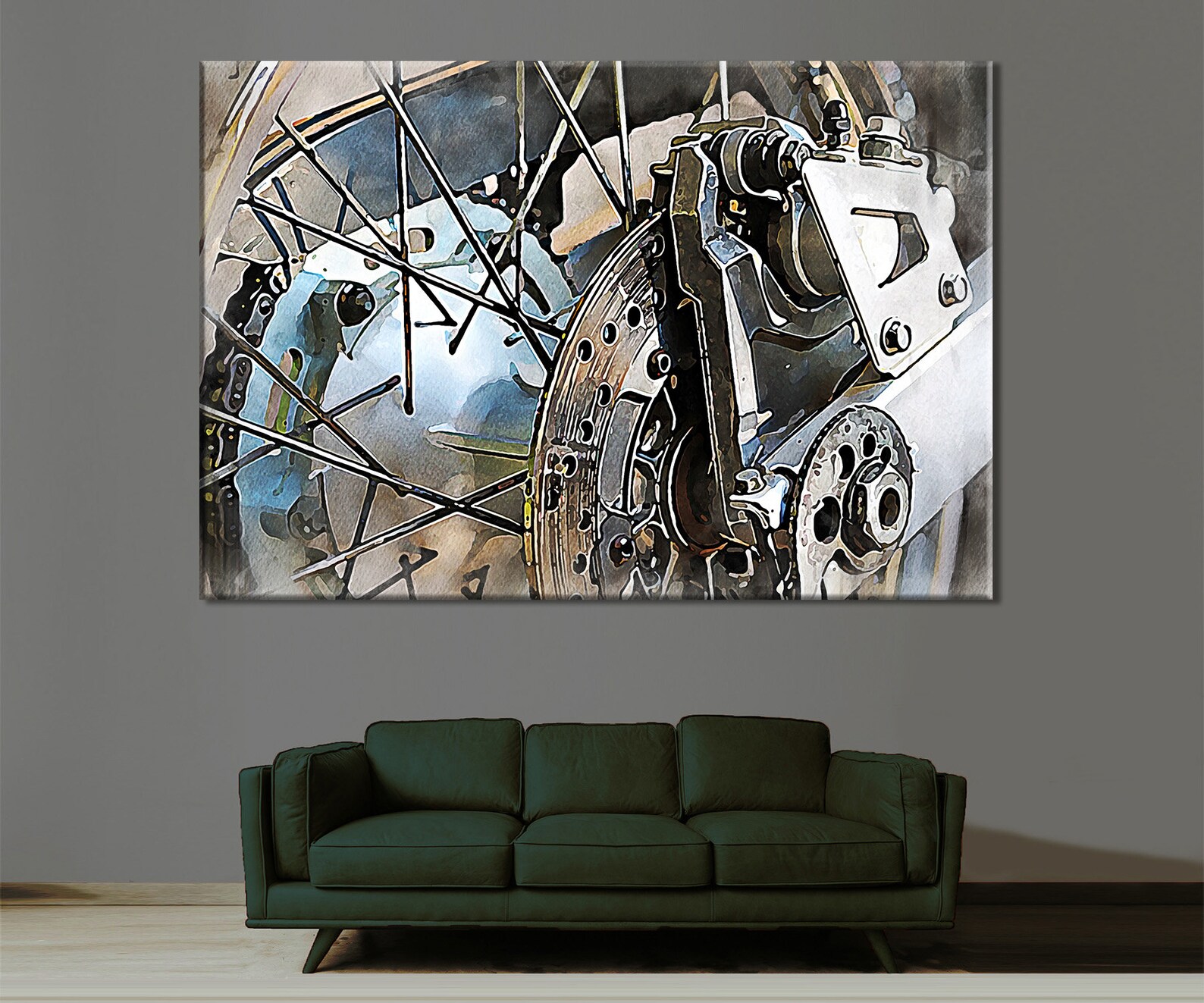 Motorcycle Canvas Art Motorbike Wheel Home Decor Motorcycle Etsy New