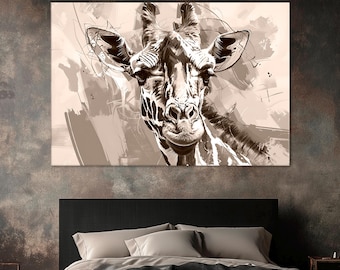 Impresión en lienzo de jirafa: arte mural abstracto de animales salvajes