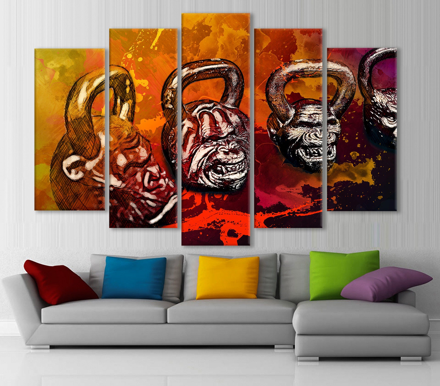 Kettlebells Canvas Kettlebell Wall Decor Sport Equipment Etsy