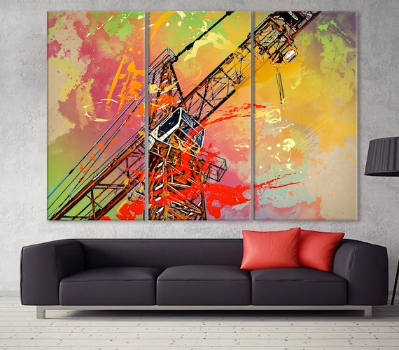 Tower Crane Canvas Print: Abstract Construction Wall Art - Etsy