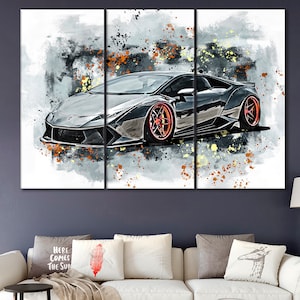 Gray Lamborghini Wall Art, Sport Cars Canvas, Supercar Wall Art, Lamborghini Poster, Sport Car Poster, Luxury Car Artwork, Supercar Decor