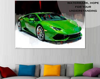 Green Lamborghini Canvas Print: Supercar Wall Art
