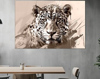 Jaguar Canvas Wall Art: Modern Jungle Animal Print Decor