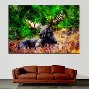 Moose Canvas Art, Moose Wall Art, Animals Canvas, Moose Photo, Moose Poster, Nature Wall Art, Moose Print, Wild Animals, Wild Animals Canvas