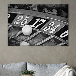 Roulette Wheel Canvas Art, Gambling Print, Gray Available, Gameroom Decor , Gambler Unique Gift, Roulette Art Print, Roulette Wall Decor