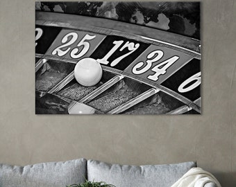 Roulette Wheel Canvas Print: Modern Gameroom Wall Art