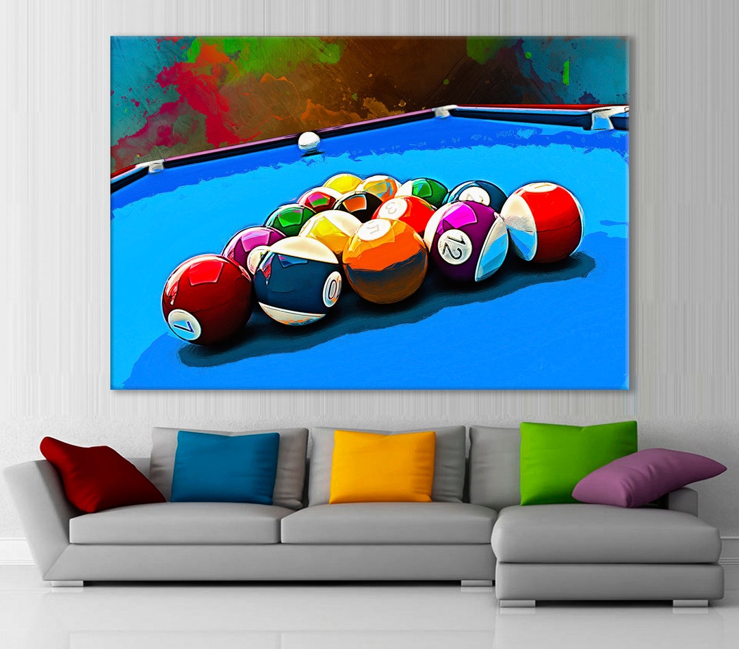 Billiards Pool Canvas, Snooker Wall Art, Billiards Balls Canvas, Nine
