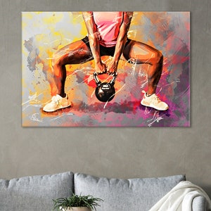 Fitness Center Decor, Motivation Print, Gym Wall Art, Fitness Print, Kettlebell Artwork, Gym Room Decor, Kettlebells Wall Art, Girl Gift