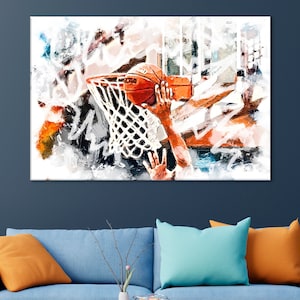 Basketball Canvas, Basketball Wall Art, Sport Bar Decor,  Basketball Artwork, Basketball Print, Basketball Gift, Boys Room Decor