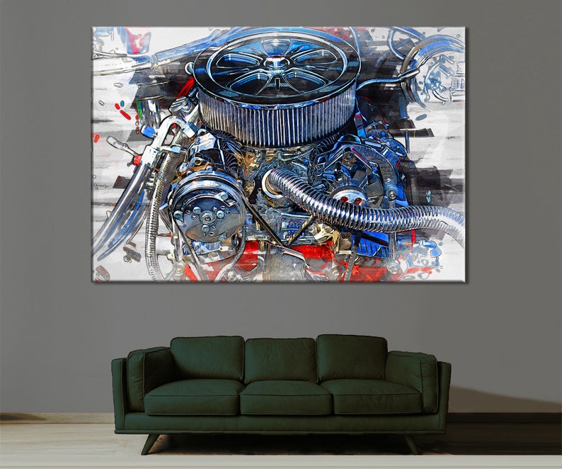 Engine Canvas Motor Wall Art Auto Mechanic Gift Auto repair Etsy
