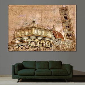 The Duomo of Florence Canvas, Duomo Wall Decor, Italy Cathedral Print, Florence Italy Wall Art