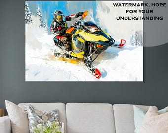 Canvasprint Ski-Doo sneeuwscooter: muurkunst wintersport