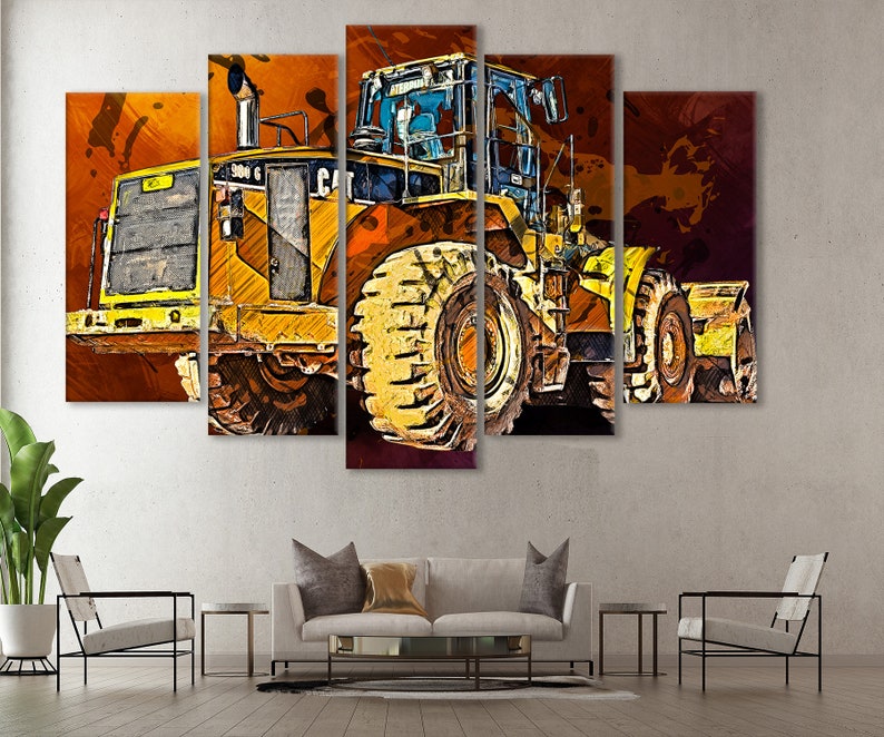 Impresión en lienzo de la cargadora de ruedas Caterpillar 980G: Decoración de pared CAT imagen 4