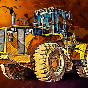Impresión en lienzo de la cargadora de ruedas Caterpillar 980G: Decoración de pared CAT imagen 5