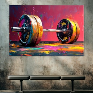 Barbell Wall Art, Powerlifting Artwork, Weightlifting Canvas, Gym Wall Art, Barbell Poster, Gym Room Decor, Barbell Artwork, Barbell Canvas