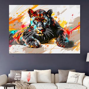 Panther Leinwanddruck, Wildtier Dekor, Natur Druck, Panther Poster für Tierliebhaber, Einzigartiges Wohndekor, Dschungel Kunst, Wildtier Druck