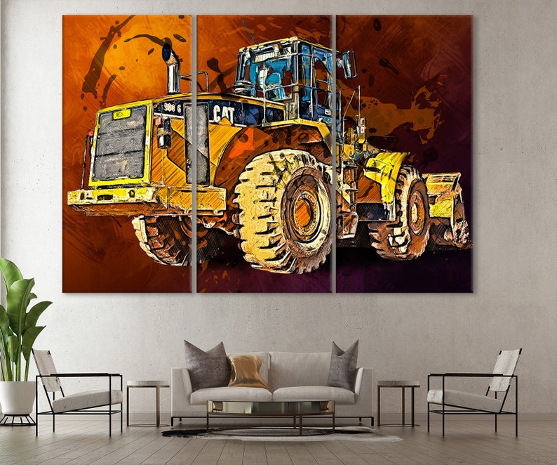Impresión en lienzo de la cargadora de ruedas Caterpillar 980G: Decoración de pared CAT imagen 2