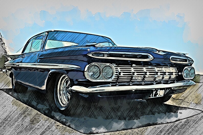 Chevrolet Impala 1959 Wall Decor High Quality Canvas Print | Etsy