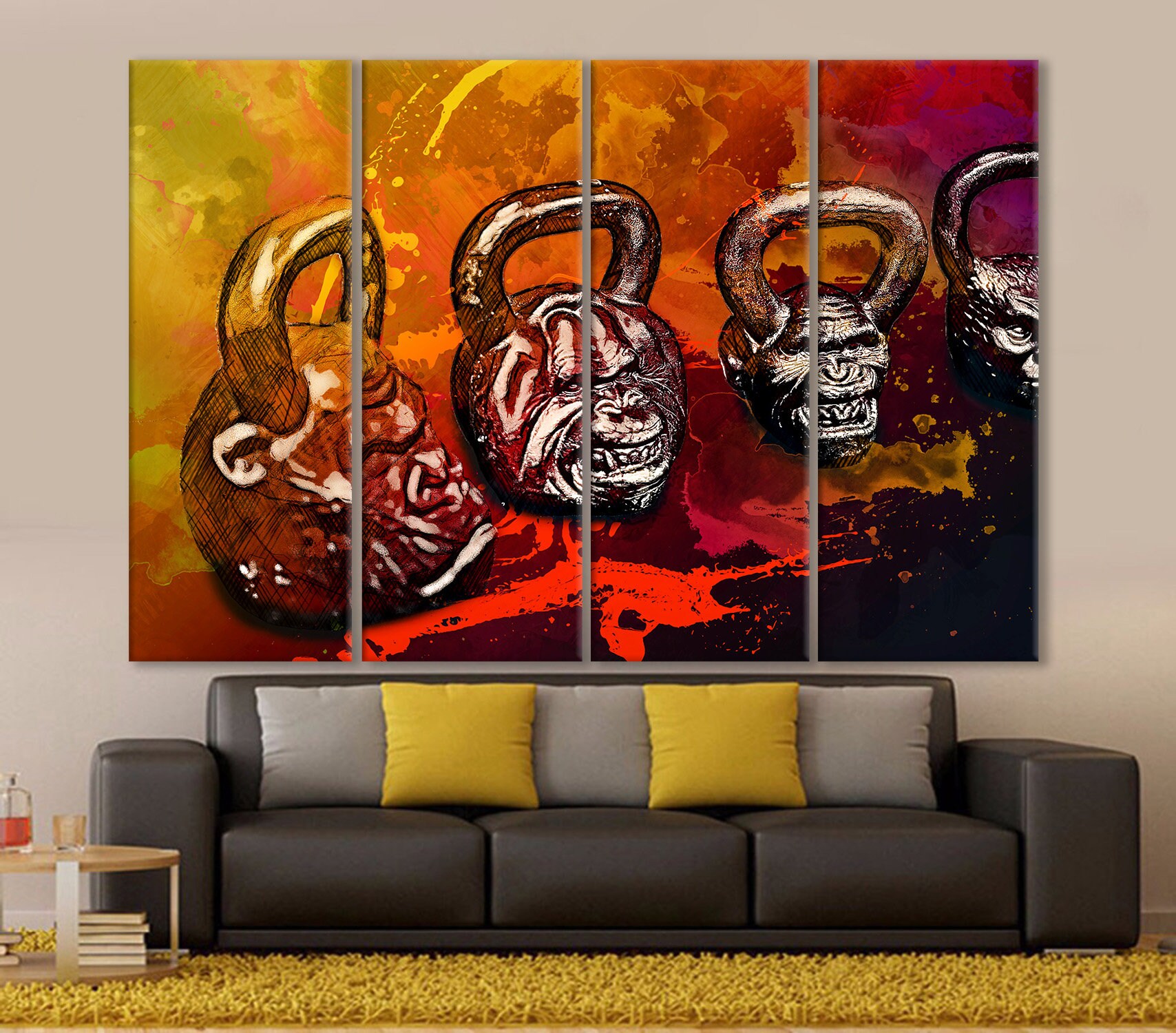 Kettlebells Canvas Kettlebell Wall Decor Sport Equipment Etsy