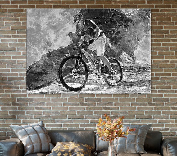 Mountain Bike Wall Art Bicycle Print Bicyclist Wall Art Cyclist Gift Mountain Biking Wall Decor MTB Freeride Canvas Cycling Artwork Etsy UK