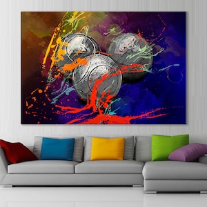 Petanque Canvas Print , French Bowling Game Decor, Petanque Player Unique Gift, Canvas Multiple Sizes Wrapped, Canvas on Wooden Frame