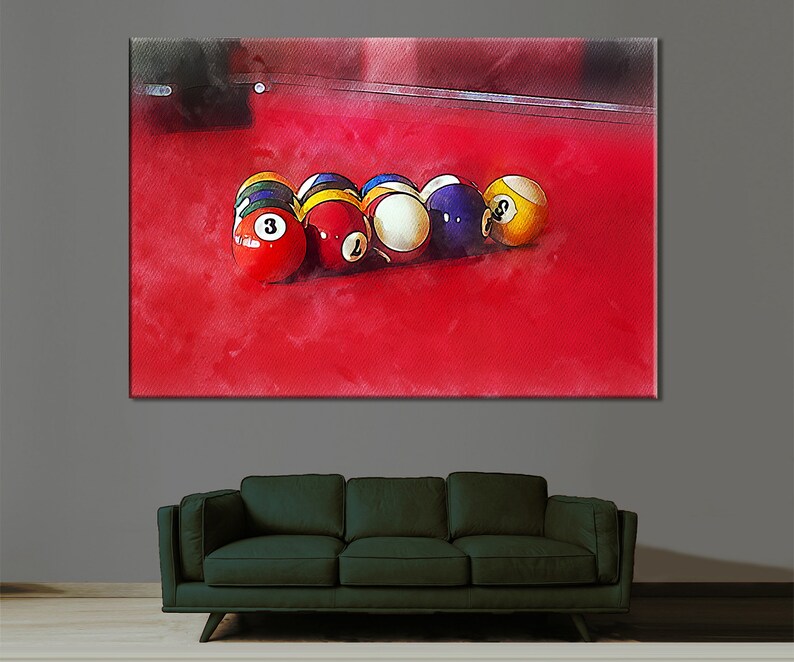 Pool Table Canvas Art Billiards Wall Art Billiards Print Etsy